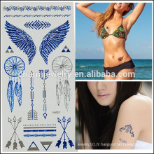 Vente en gros OEM Vente chaude Multiple design coloré tatouage métallique autocollant autocollant tatouage temporaire pour femme V4620